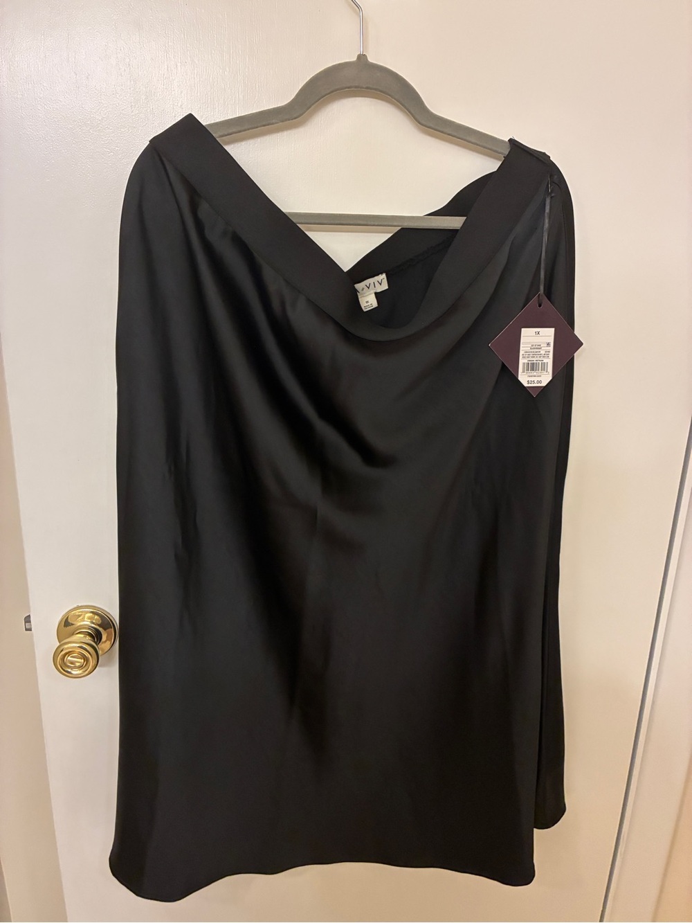 Ava & Viv Satin-look Black Midi Skirt